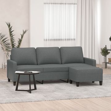 vidaXL Trivietė sofa su pakoja, tamsiai pilkos spalvos, 180cm, audinys