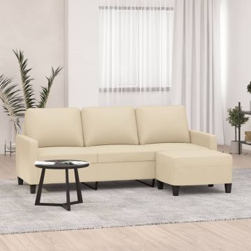 vidaXL Trivietė sofa su pakoja, kreminės spalvos, 180cm, audinys