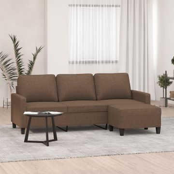 vidaXL Trivietė sofa su pakoja, rudos spalvos, 180cm, audinys