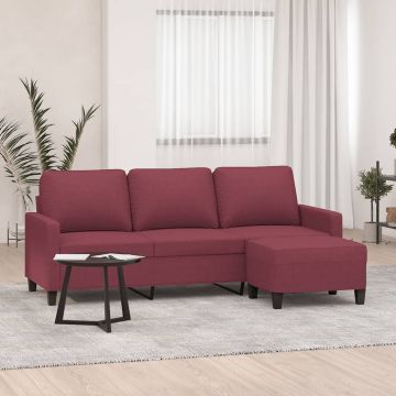 vidaXL Trivietė sofa su pakoja, raudonojo vyno spalvos, 180cm, audinys