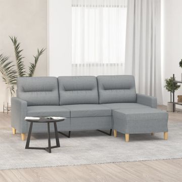 vidaXL Trivietė sofa su pakoja, šviesiai pilka, 180cm, audinys