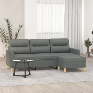 vidaXL Trivietė sofa su pakoja, tamsiai pilkos spalvos, 180cm, audinys