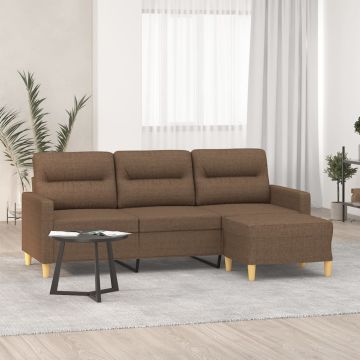 vidaXL Trivietė sofa su pakoja, rudos spalvos, 180cm, audinys