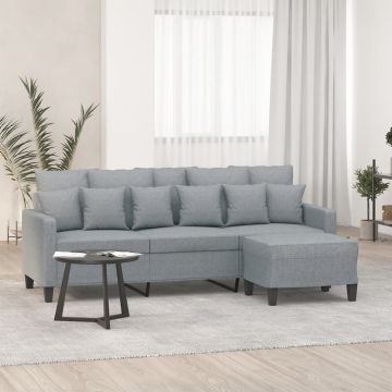 vidaXL Trivietė sofa su pakoja, šviesiai pilka, 180cm, audinys