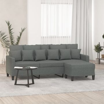vidaXL Trivietė sofa su pakoja, tamsiai pilkos spalvos, 180cm, audinys