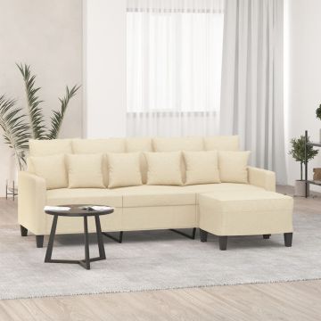 vidaXL Trivietė sofa su pakoja, kreminės spalvos, 180cm, audinys