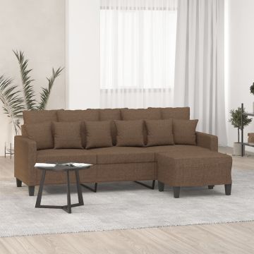 vidaXL Trivietė sofa su pakoja, rudos spalvos, 180cm, audinys