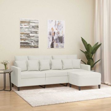 vidaXL Trivietė sofa su pakoja, kreminės spalvos, 180cm, aksomas