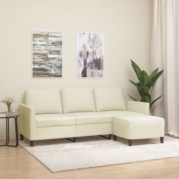 vidaXL Trivietė sofa su pakoja, kreminės spalvos, 180cm, dirbtinė oda