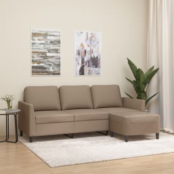 vidaXL Trivietė sofa su pakoja, kapučino spalvos, 180cm, dirbtinė oda