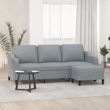 vidaXL Trivietė sofa su pakoja, šviesiai pilka, 180cm, audinys
