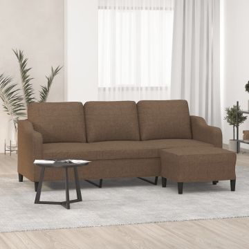 vidaXL Trivietė sofa su pakoja, rudos spalvos, 180cm, audinys