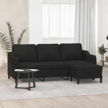 vidaXL Trivietė sofa su pakoja, juodos spalvos, 180cm, audinys
