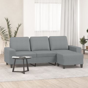 vidaXL Trivietė sofa su pakoja, šviesiai pilka, 180cm, audinys