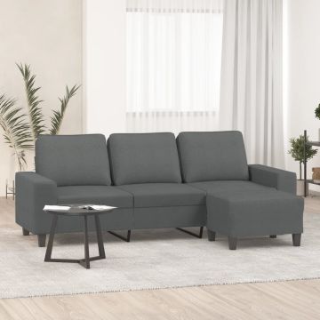 vidaXL Trivietė sofa su pakoja, tamsiai pilkos spalvos, 180cm, audinys