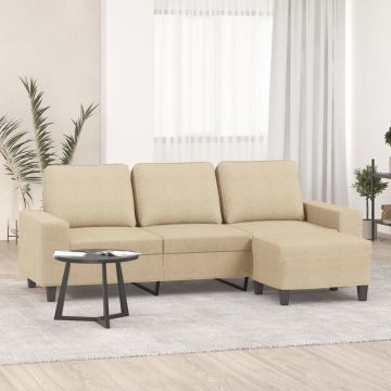 vidaXL Trivietė sofa su pakoja, kreminės spalvos, 180cm, audinys