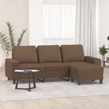vidaXL Trivietė sofa su pakoja, rudos spalvos, 180cm, audinys