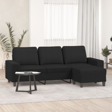 vidaXL Trivietė sofa su pakoja, juodos spalvos, 180cm, audinys
