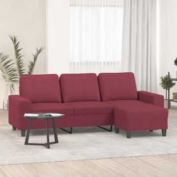 vidaXL Trivietė sofa su pakoja, raudonojo vyno spalvos, 180cm, audinys