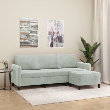 vidaXL Trivietė sofa su pakoja, šviesiai pilka, 180cm, aksomas