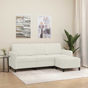 vidaXL Trivietė sofa su pakoja, kreminės spalvos, 180cm, aksomas