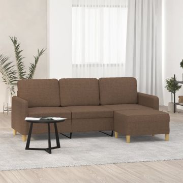vidaXL Trivietė sofa su pakoja, rudos spalvos, 180cm, audinys