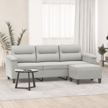 vidaXL Trivietė sofa su pakoja, šviesiai pilka, 180cm, audinys