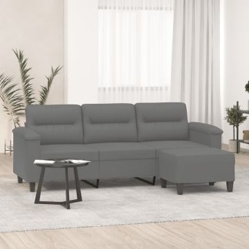 vidaXL Trivietė sofa su pakoja, tamsiai pilka, 180cm, audinys