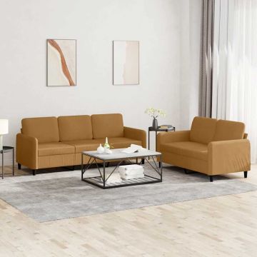 vidaXL Sofos komplektas, 2 dalių, rudos spalvos, aksomas