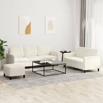 vidaXL Sofos komplektas, 3 dalių, kreminės spalvos, aksomas