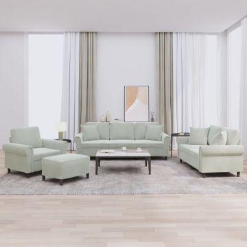 vidaXL Sofos komplektas su pagalvėmis, 4 dalių, pilkas, aksomas