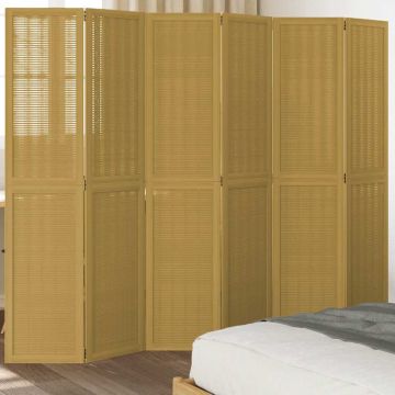 vidaXL Kambario pertvara, 6 segmentai, ruda, paulovnijos masyvas