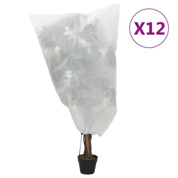 vidaXL Uždangalai augalams su virvutėmis, 12vnt., 0,8x0,8m, 70g/m²