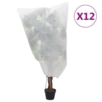vidaXL Uždangalai augalams su virvutėmis, 12vnt., 0,8x1m, 70g/m²