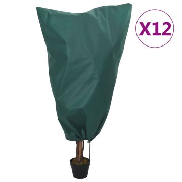 vidaXL Uždangalai augalams su virvutėmis, 12vnt., 0,8x1,2m, 70g/m²