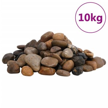 vidaXL Poliruoti akmenukai, įvairių spalvų, 10kg, 2–5cm