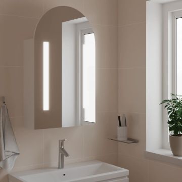 vidaXL Veidrodinė vonios kambario spintelė su LED, balta, 42x13x70cm