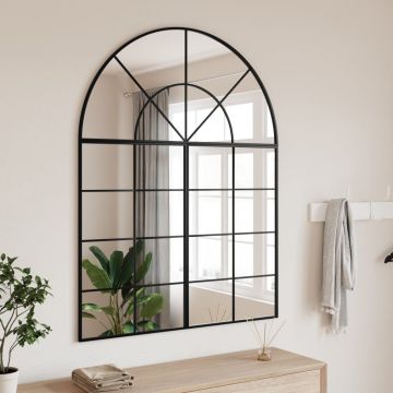 vidaXL Sieninis veidrodis, juodos spalvos, 100x130cm, geležis, arkinis