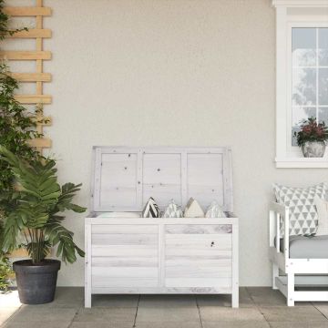 vidaXL Sodo daiktadėžė, balta, 99x49,5x58,5cm, eglės medienos masyvas