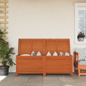 vidaXL Sodo daiktadėžė, ruda, 150x50x56,5cm, eglės medienos masyvas