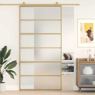 vidaXL Stumdomos durys, auksinės, 102,5x205cm, ESG stiklas/aliuminis
