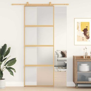 vidaXL Stumdomos durys, auksinės, 76x205cm, ESG stiklas ir aliuminis