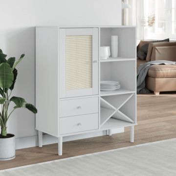 vidaXL Komoda SENJA, balta, 90x40x112cm, pušies masyvas