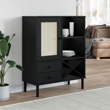 vidaXL Komoda SENJA, juoda, 90x40x112cm, pušies masyvas