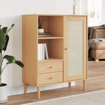 vidaXL Komoda SENJA, ruda, 90x40x112cmcm, pušies masyvas