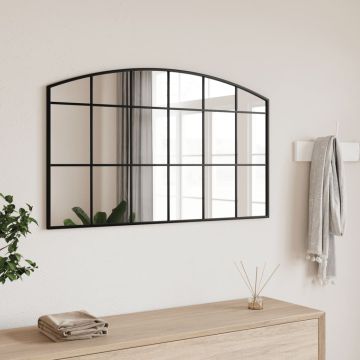 vidaXL Sieninis veidrodis, juodos spalvos, 100x60cm, geležis, arkinis