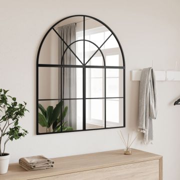 vidaXL Sieninis veidrodis, juodos spalvos, 80x40cm, geležis, arkinis