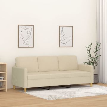 vidaXL Trivietė sofa, kreminės spalvos, 180cm, audinys