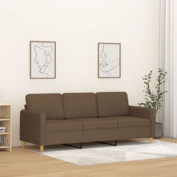 vidaXL Trivietė sofa, rudos spalvos, 180cm, audinys