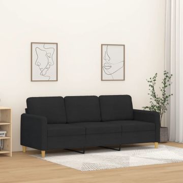 vidaXL Trivietė sofa, juodos spalvos, 180cm, audinys